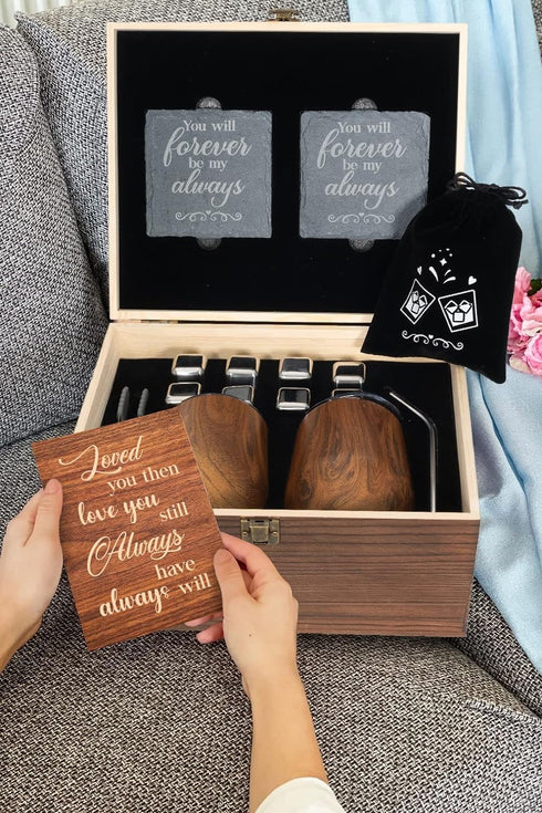 Wine Tumbler Gift Set Wood Anniversary 5 Year Gift for Her
